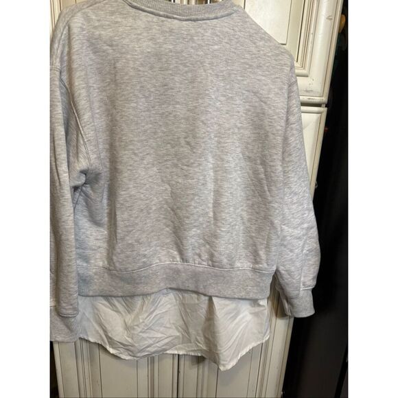 ZARA Women's Layered Shirt Crew Neck Pullover Sweatshirt Gray White Size 11-12 - Picture 4 of 9
